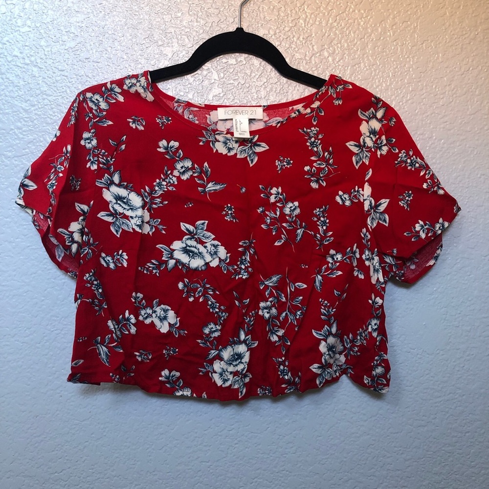 Red Floral Crop Top